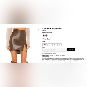 Revolve Sndys knodden brown skirt with slit, size S